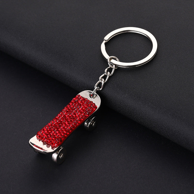Wholesale Skateboard Style Diamond Car Metal Keychain
